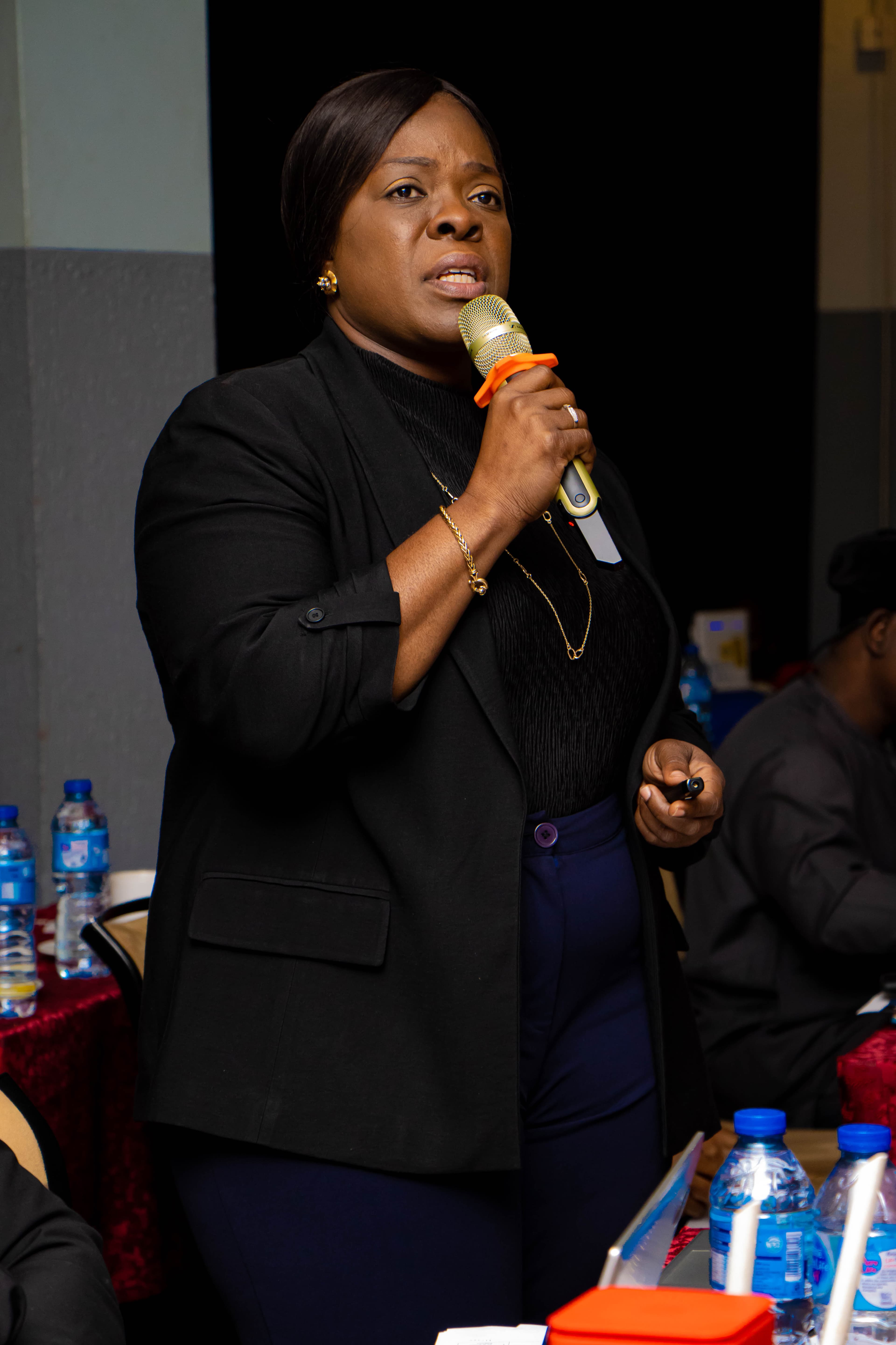 Professional portrait of Mosun Owo-Odusi speaking at an event